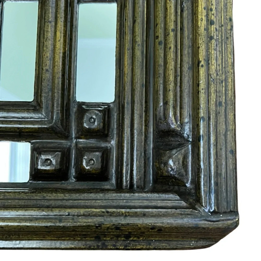 Sid Birnbaum • Vintage 60s Mid-Century Abstract Relief Cubism Wood Mirror Signed